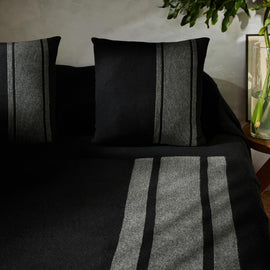 Baja Stripe Knit Blanket Gift Box in Black/Heather Grey | James Perse Los Angeles