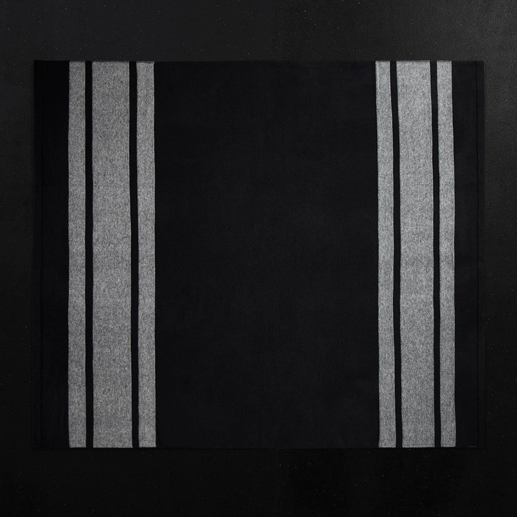 Baja Stripe Knit Blanket in Black/Heather Grey | James Perse Los Angeles