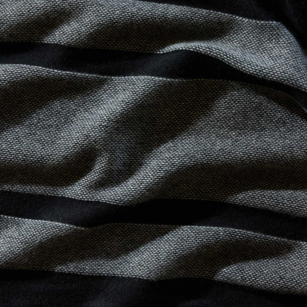 Baja Stripe Knit Blanket in Black/Heather Grey | James Perse Los Angeles