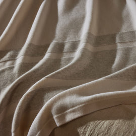 Baja Stripe Knit Blanket in Ivory/Flannel | James Perse Los Angeles