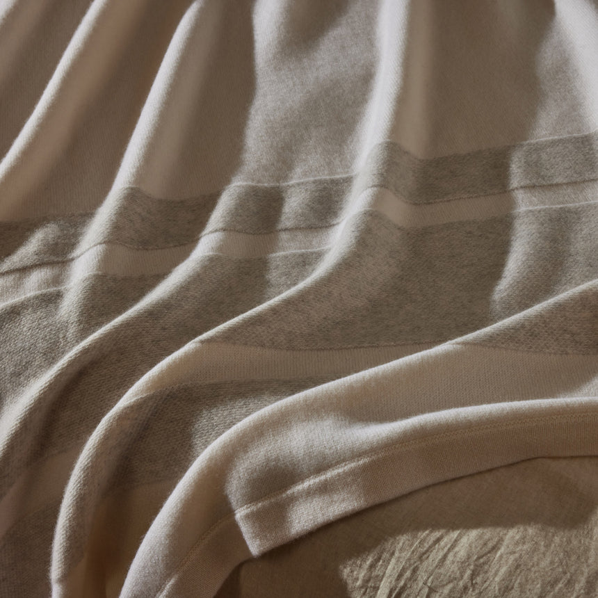 Baja Stripe Knit Blanket in Ivory/Flannel | James Perse Los Angeles