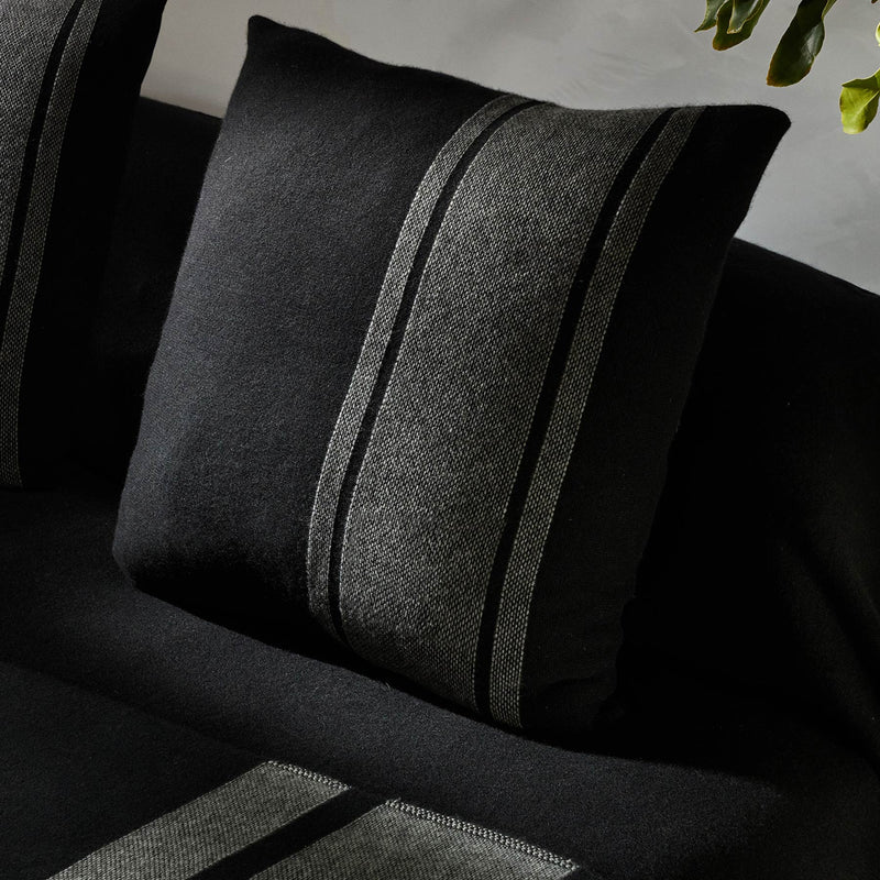 Baja Stripe Sham in Black/Heather Grey | James Perse Los Angeles