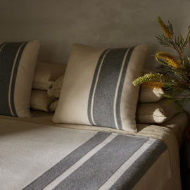 Baja Stripe Sham in Ivory/Heather Grey | James Perse Los Angeles