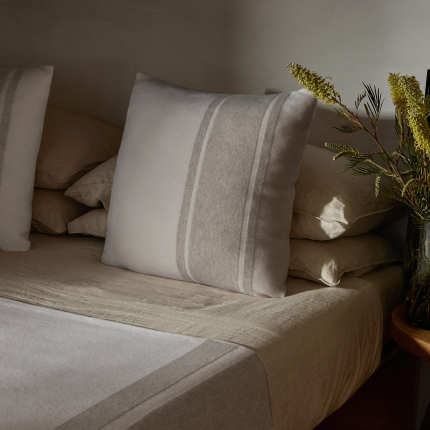 Baja Stripe Sham in Ivory/Flannel | James Perse Los Angeles