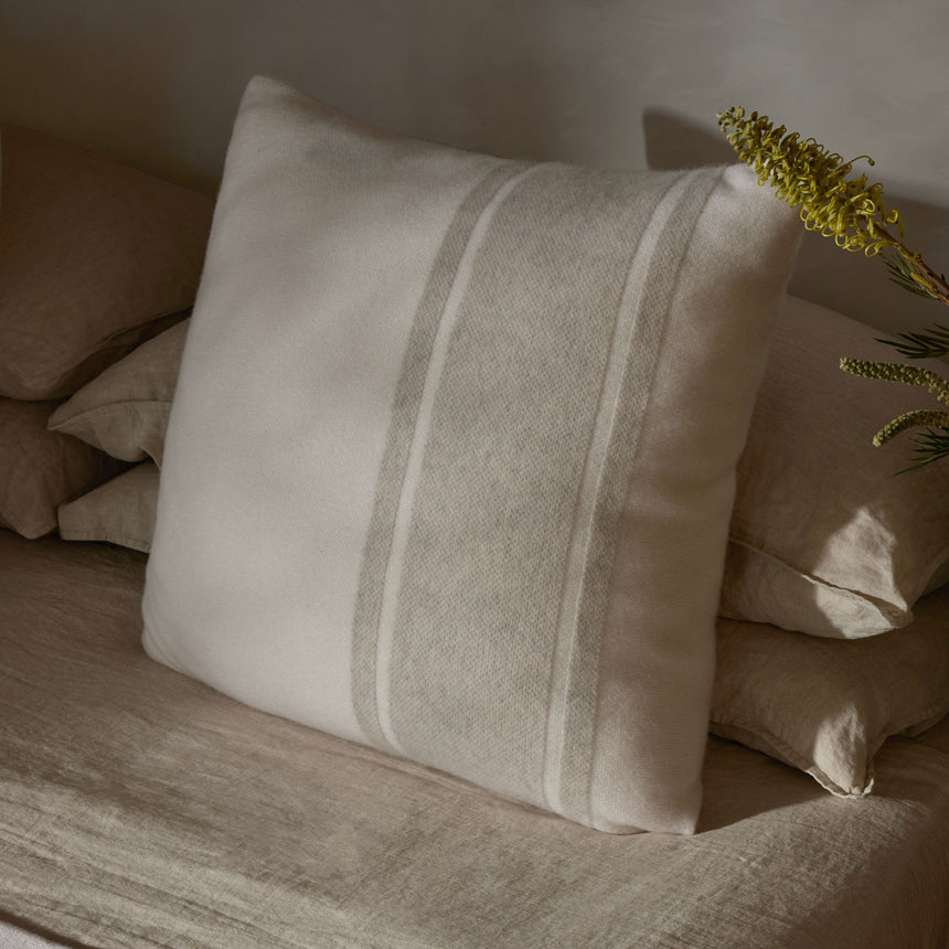 Baja Stripe Sham in Ivory/Flannel | James Perse Los Angeles