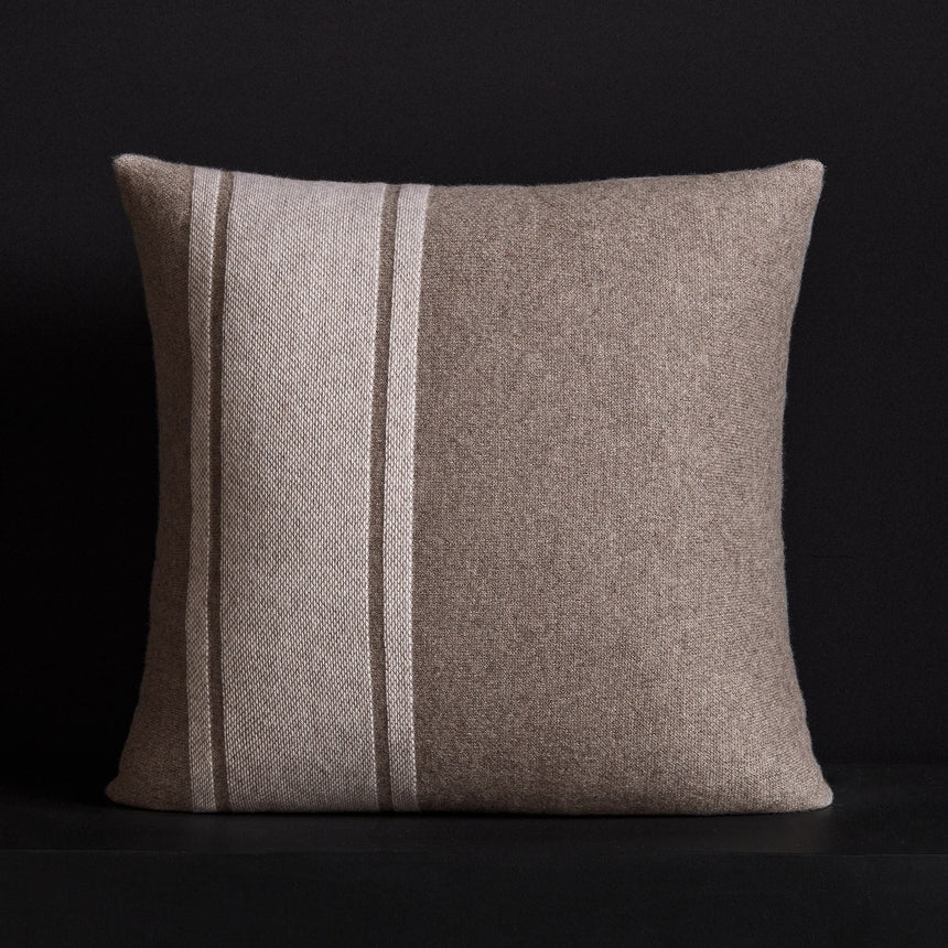Baja Stripe Knit Blanket & Sham Gift Set In Taupe Melange/Ivory | James Perse Los Angeles