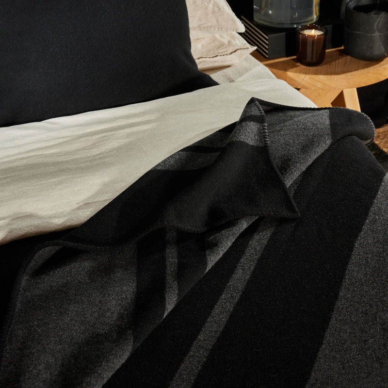 Sarti Striped Blanket in Black/Lead | James Perse Los Angeles