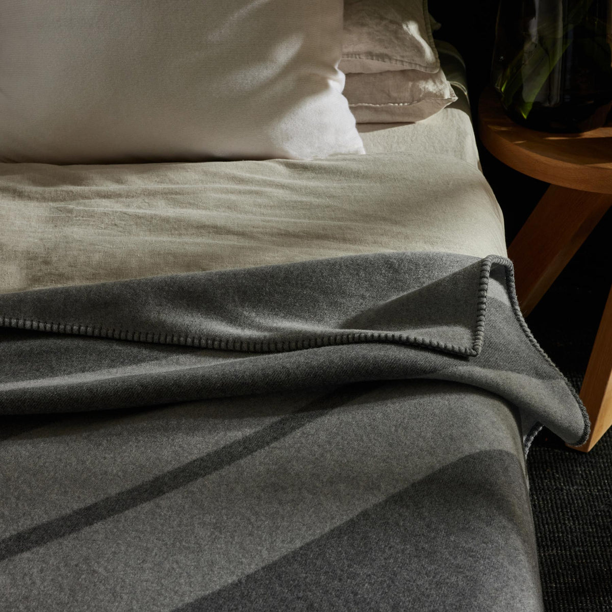 Sarti Striped Blanket in Pearl/Heather Grey | James Perse Los Angeles