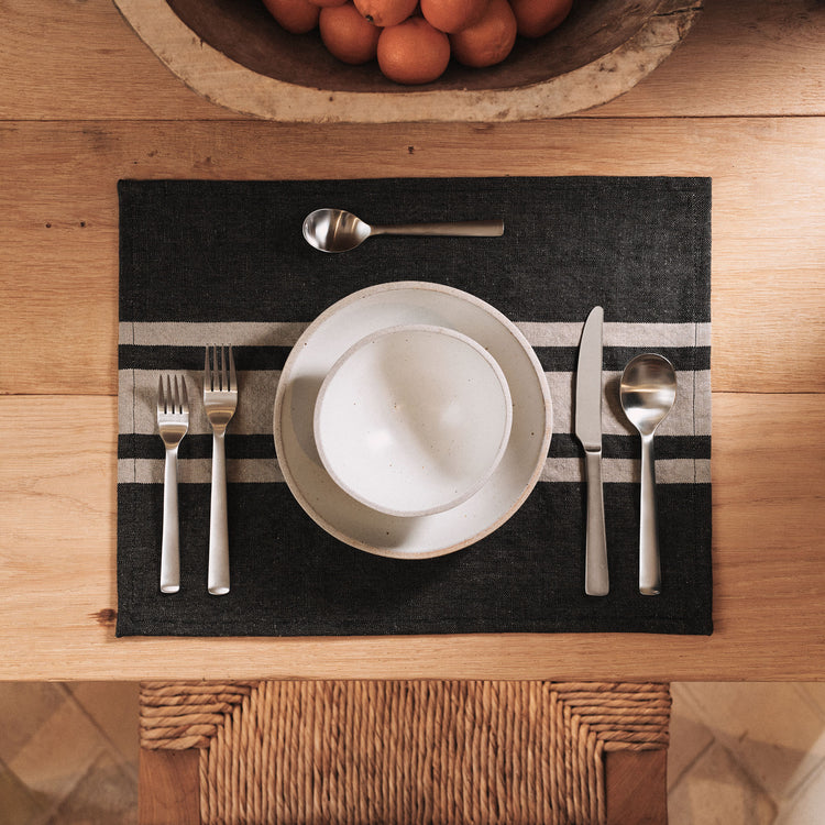 Three Stripe Placemat in Black/ Natural | James Perse Los Angeles