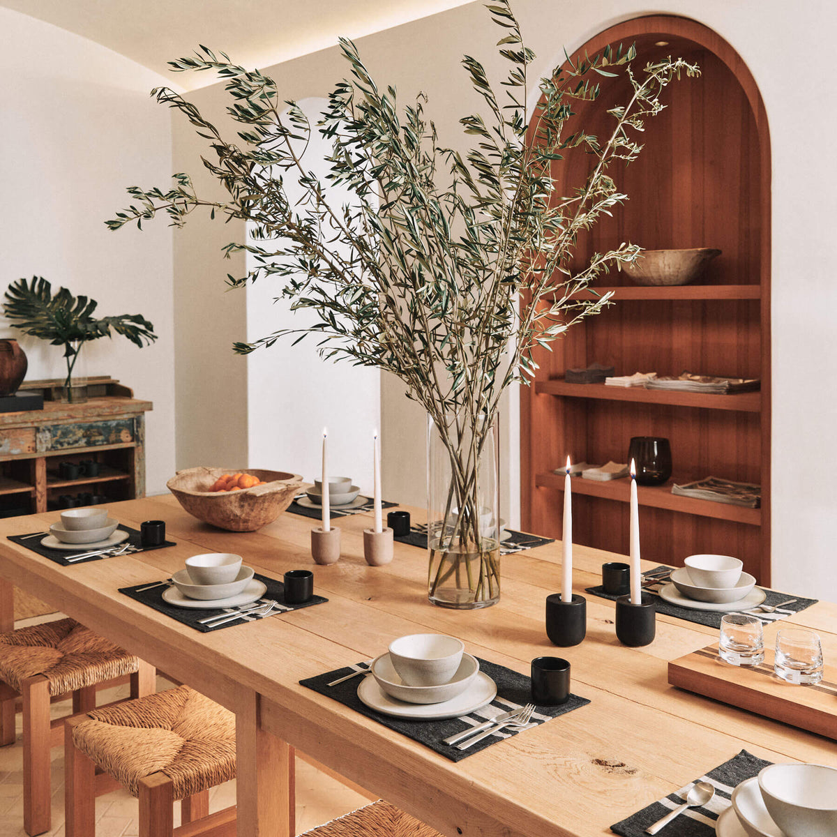 Three Stripe Placemat in Black/ Natural | James Perse Los Angeles