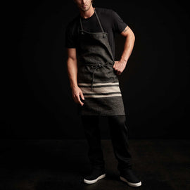 Three Stripe Chef's Apron in Black/ Natural | James Perse Los Angeles