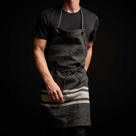 Three Stripe Chef's Apron in Black/ Natural | James Perse Los Angeles