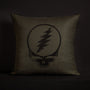Grateful Dead Throw Pillow with Piping in Cafe Noir/Black