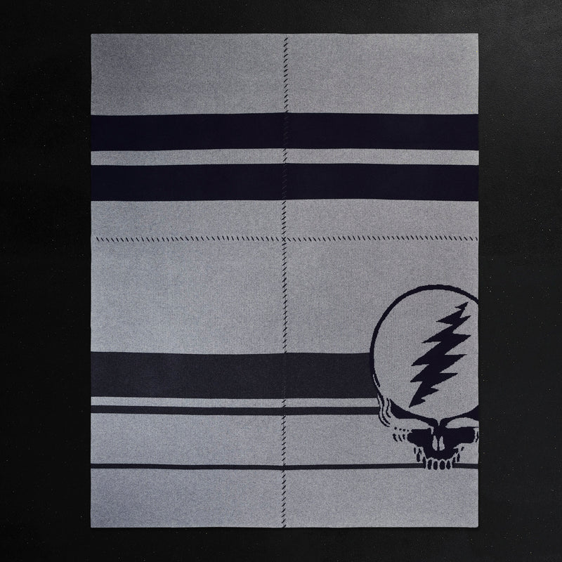 Grateful Dead Cashmere Blanket in Grey Smoke/Navy/Charcoal | James Perse Los Angeles