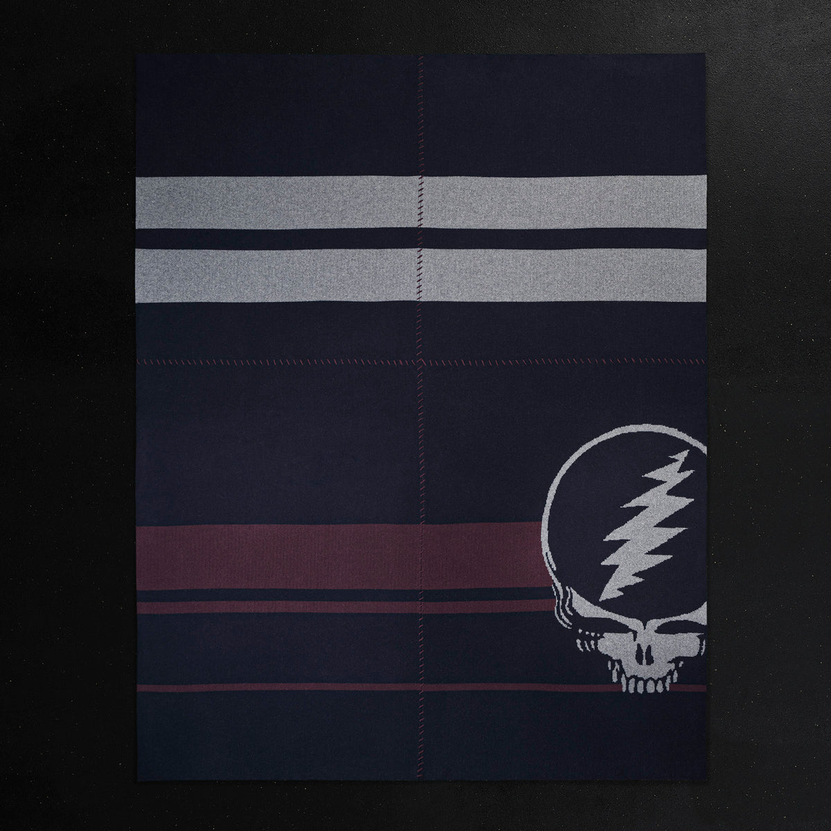 Grateful Dead Cashmere Blanket in Navy/Smoke/Burgundy | James Perse Los Angeles