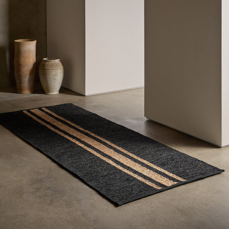 Jute Runner in Charcoal/Natural Triple Stripe | James Perse Los Angeles