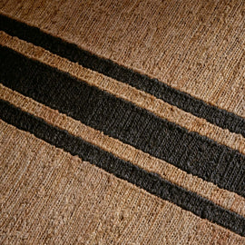 Triple Stripe Jute Runner 3.5Ft X 9Ft in Natural/Charcoal Stripe | James Perse Los Angeles