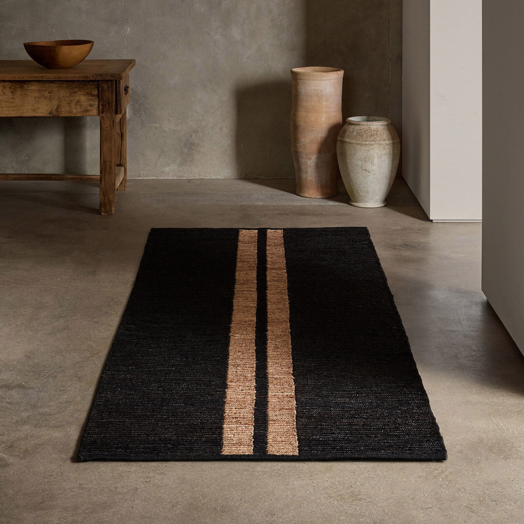 Jute Runner 3.5FT X 9FT - Charcoal/Natural Stripe | James Perse Los Angeles