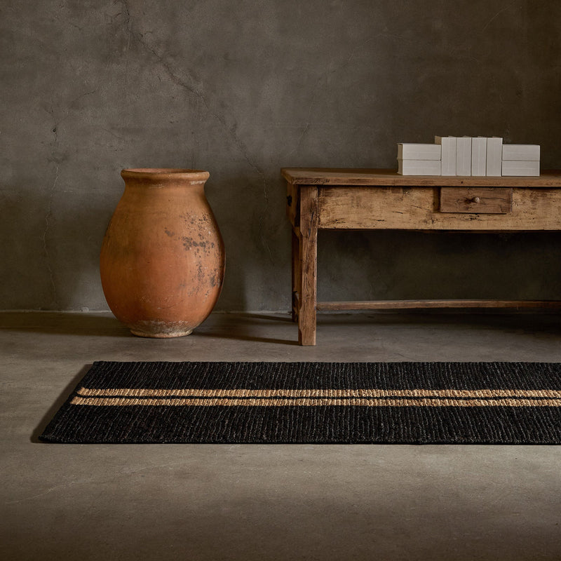 Jute Runner 3.5FT X 9FT - Charcoal/Natural Stripe | James Perse Los Angeles