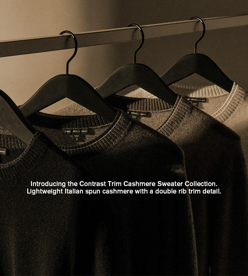 Contrast Trim Cashmere Crew - Black/Anthracite | James Perse Los