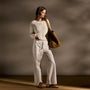 Cotton Linen V Neck Boxy Sweater In Off White | James Perse Los Angeles