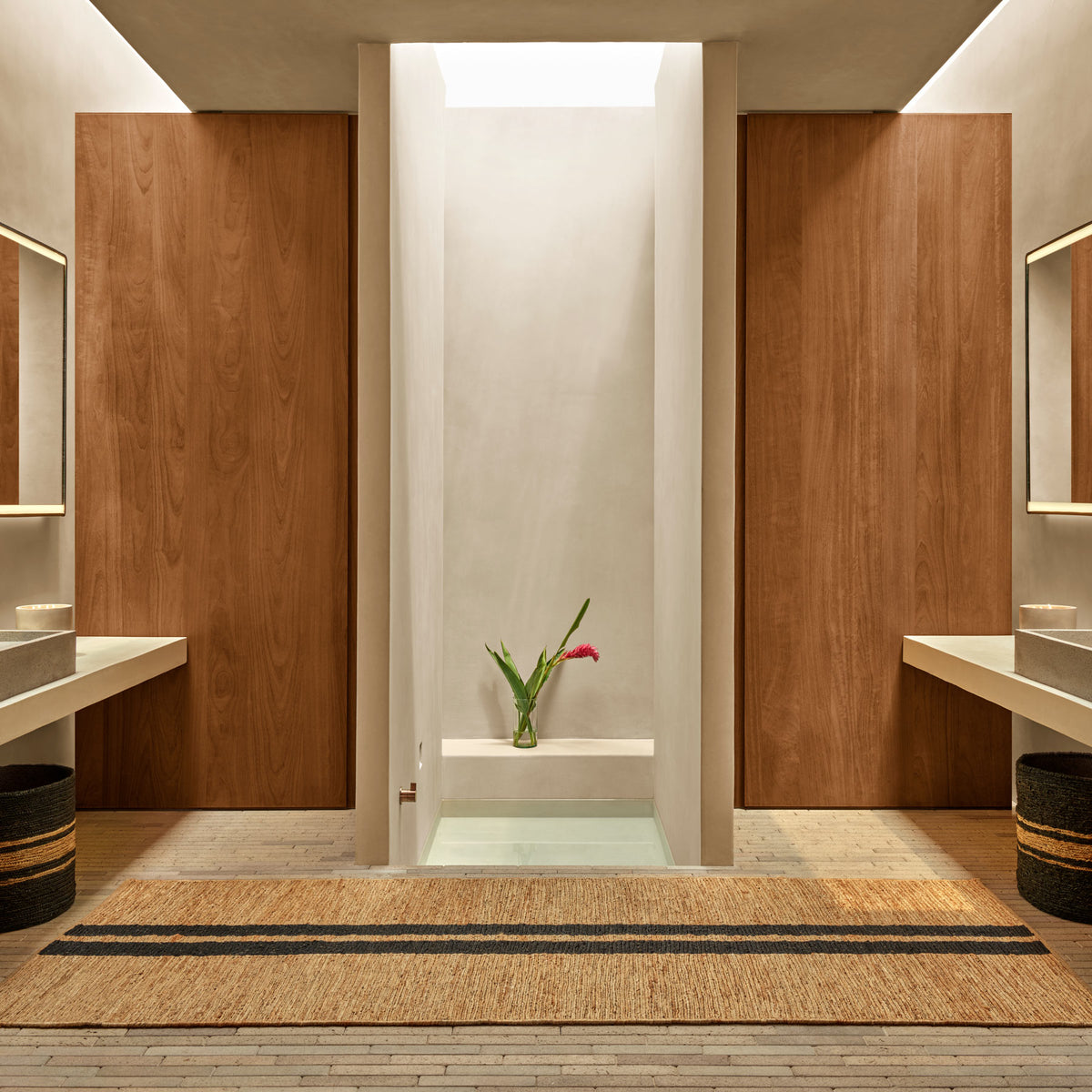 Jute Basket 21 X 18 in Charcoal/Natural Stripe | James Perse Los Angeles