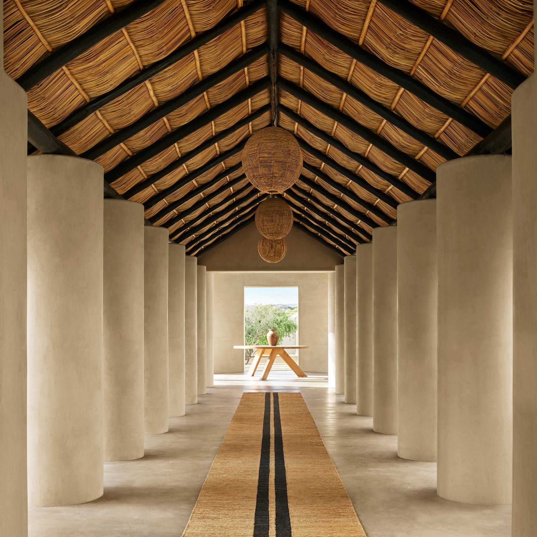 Jute Runner in Natural/Charcoal Stripe | James Perse Los Angeles