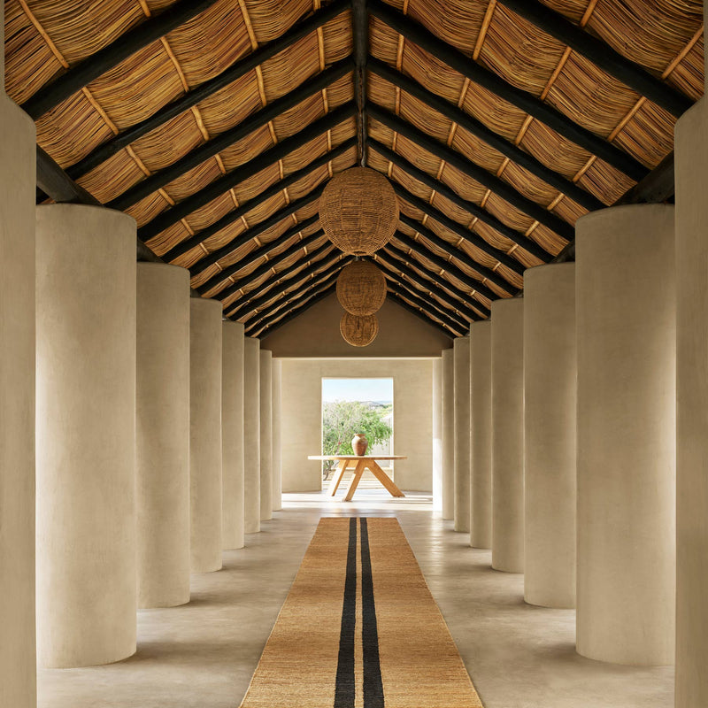 Jute Runner in Natural/Charcoal Stripe | James Perse Los Angeles