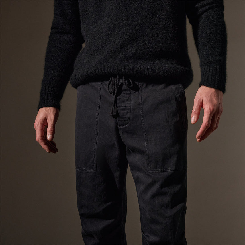 Army Cotton Slub Utility Pant in Black Pigment | James Perse Los Angeles