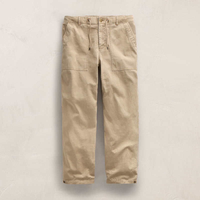 Slub Cotton Utility Flight Pant in Light Khaki Pigment | James Perse Los Angeles FLAT