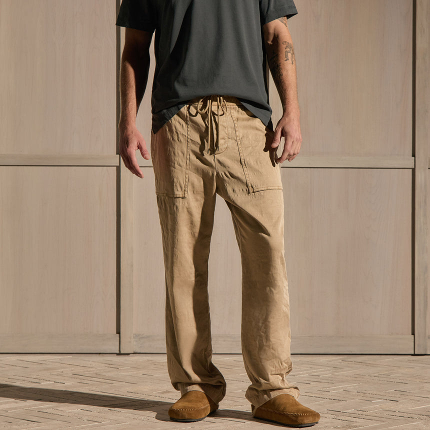 Slub Cotton Utility Pant - Cement Pigment