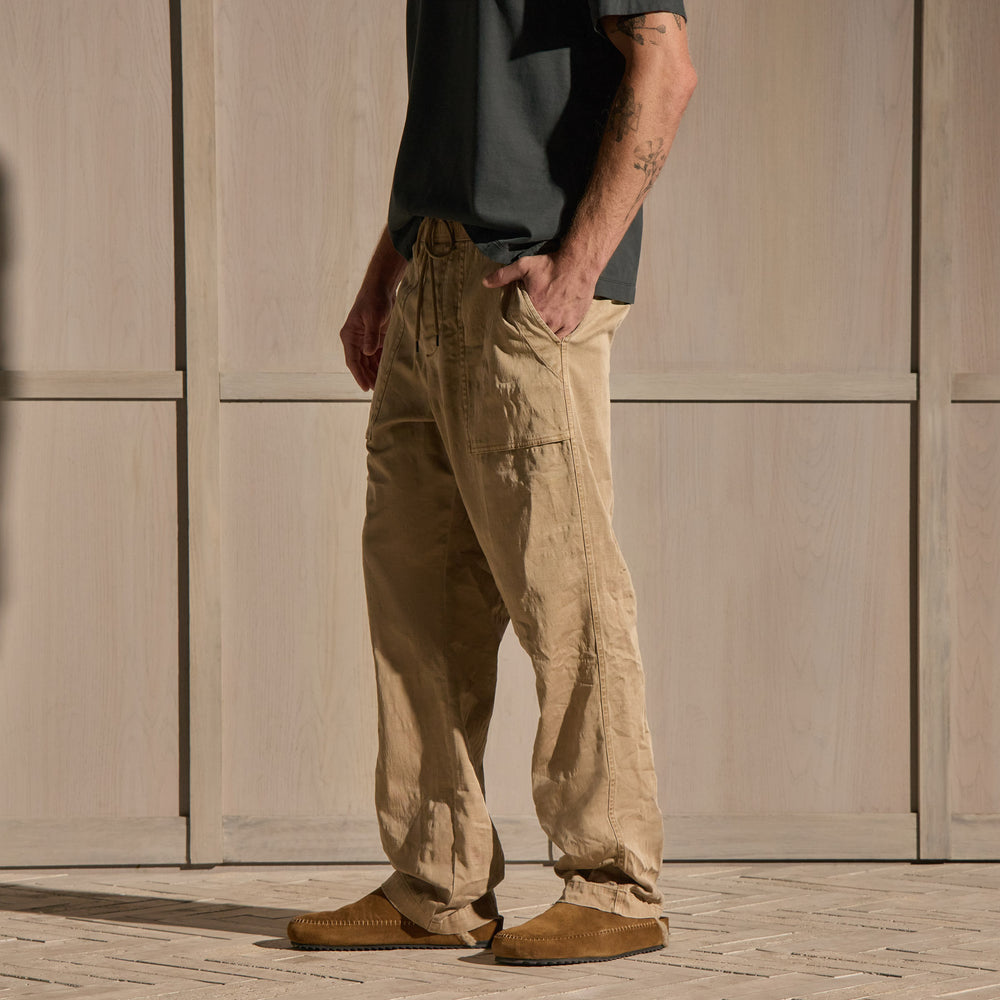 Slub Cotton Utility Pant - Cement Pigment