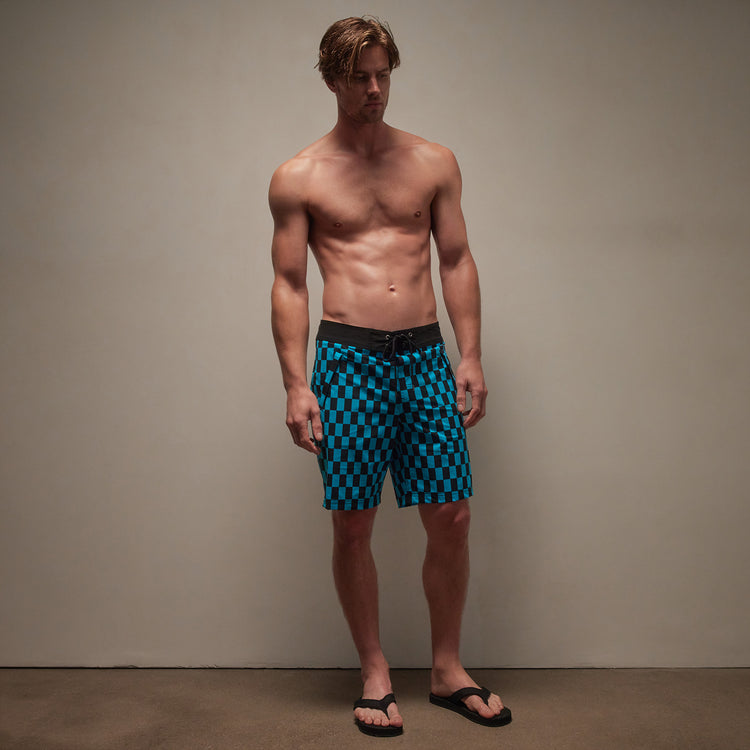 Zip Pocket Printed Boardshort in Black/Blue Lagoon | James Perse Los Angeles