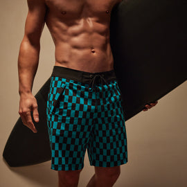 Zip Pocket Printed Boardshort in Black/Blue Lagoon | James Perse Los Angeles