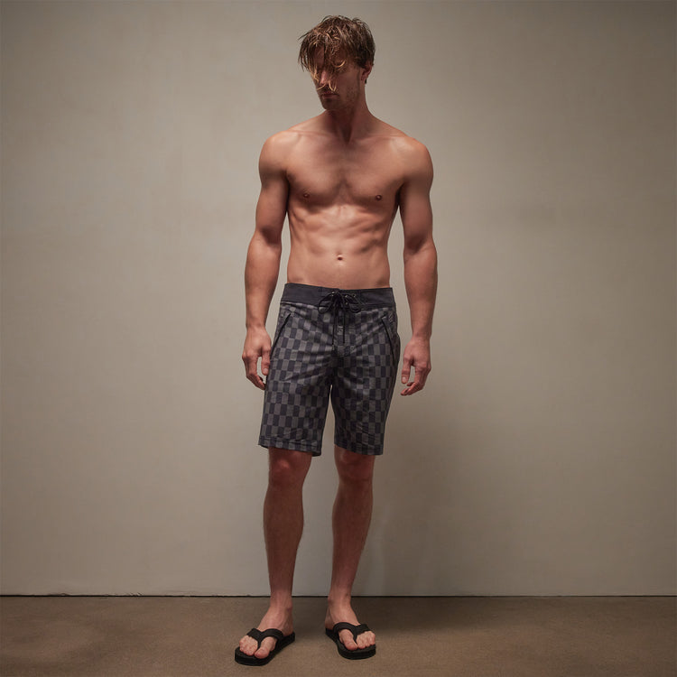 Zip Pocket Printed Boardshort in Slate/Raccoon Grey | James Perse Los Angeles