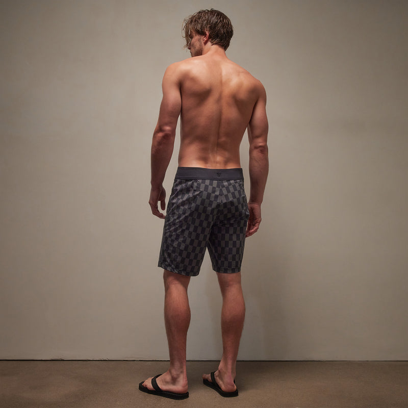 Zip Pocket Printed Boardshort in Slate/Raccoon Grey | James Perse Los Angeles