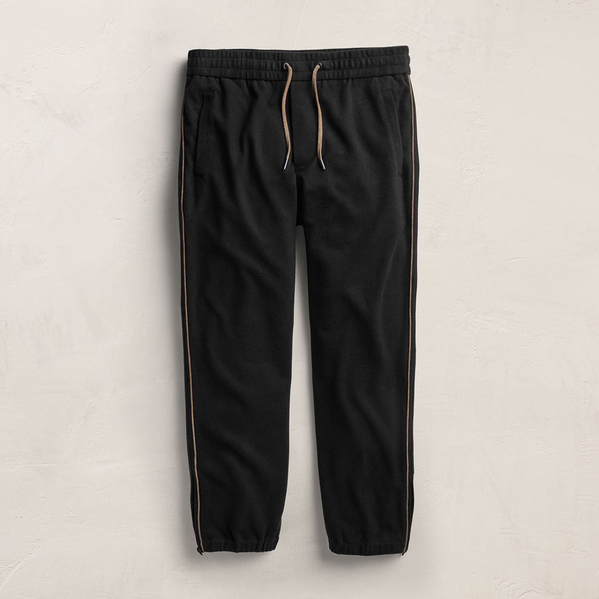 Brushed Cotton Suede Piped Track Pant - Black/Caribou