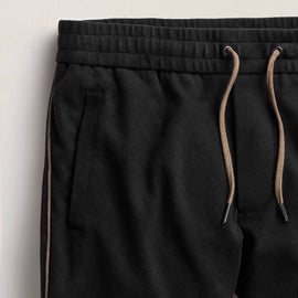 Brushed Cotton Suede Piped Track Pant - Black/Caribou