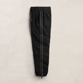 Brushed Cotton Suede Piped Track Pant - Black/Caribou