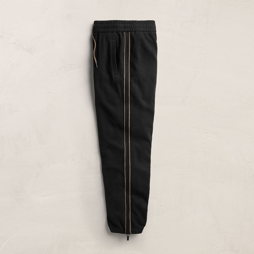 Brushed Cotton Suede Piped Track Pant - Black/Caribou