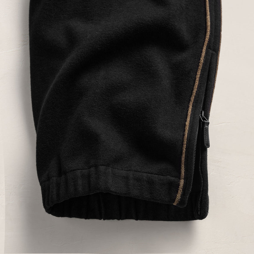 Brushed Cotton Suede Piped Track Pant - Black/Caribou