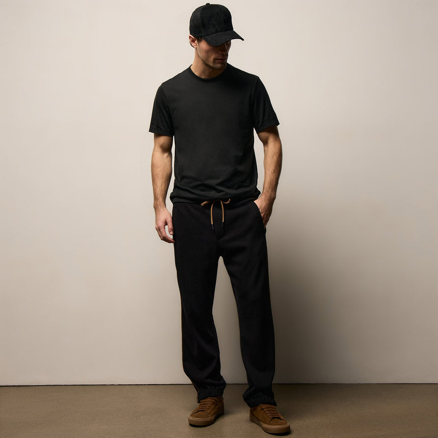 Piped Track Pant in Black/Whiskey | James Perse Los Angeles