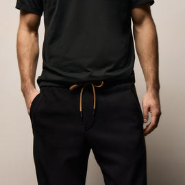 Piped Track Pant in Black/Whiskey | James Perse Los Angeles