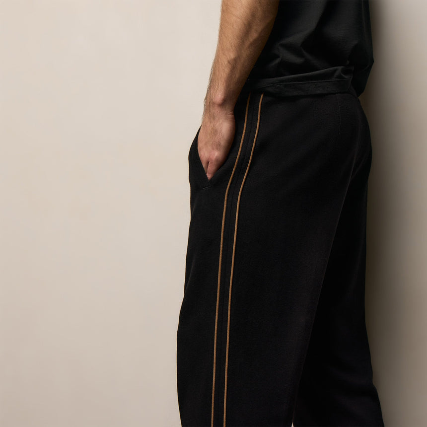 Piped Track Pant in Black/Whiskey | James Perse Los Angeles