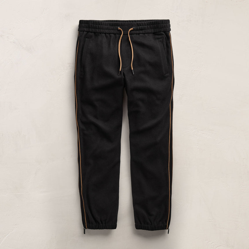 Brushed Cotton Suede Piped Track Pant in Black/Whiskey | James Perse Los Angeles FLAT