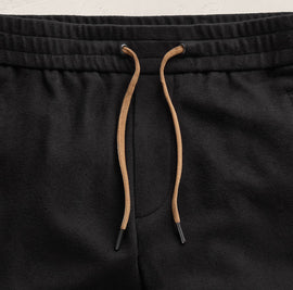Brushed Cotton Suede Piped Track Pant in Black/Whiskey | James Perse Los Angeles FLAT