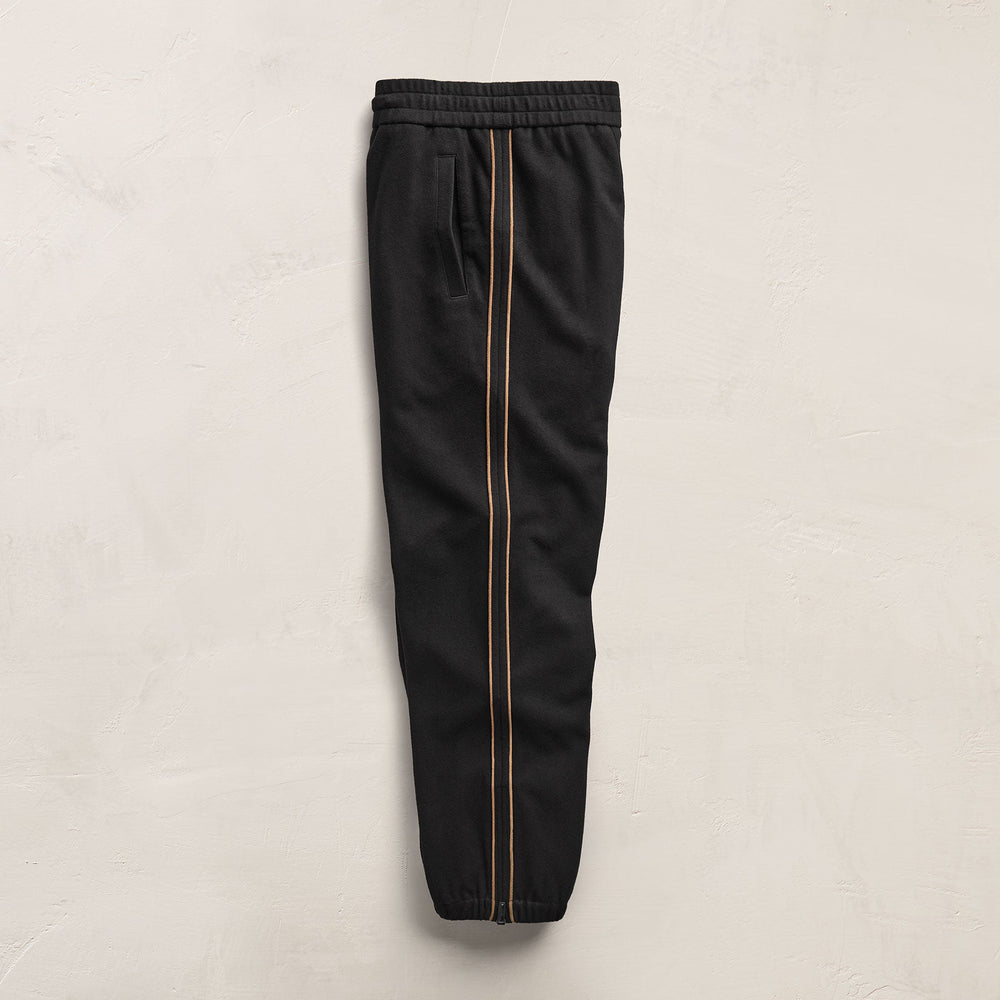 Brushed Cotton Suede Piped Track Pant in Black/Whiskey | James Perse Los Angeles FLAT