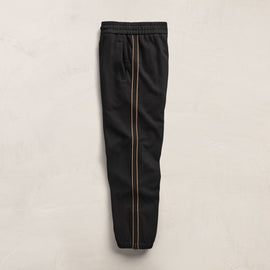 Brushed Cotton Suede Piped Track Pant in Black/Whiskey | James Perse Los Angeles FLAT