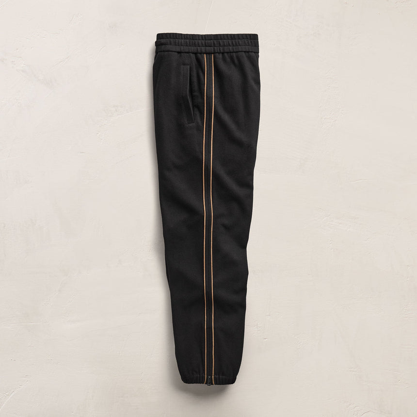 Brushed Cotton Suede Piped Track Pant in Black/Whiskey | James Perse Los Angeles FLAT