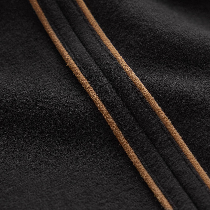 Brushed Cotton Suede Piped Track Pant in Black/Whiskey | James Perse Los Angeles FLAT